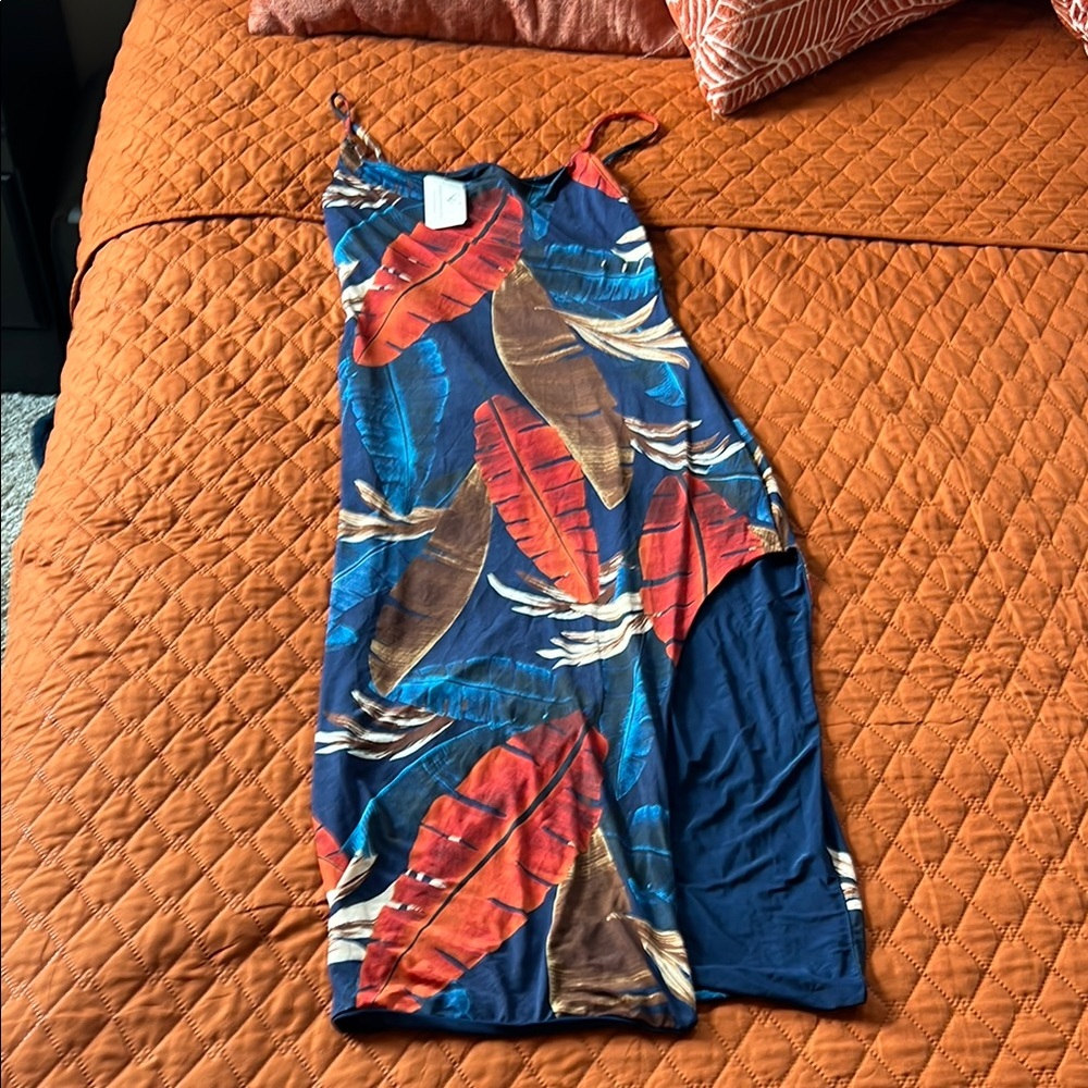 WINDSOR Red and Blue Midi Dress